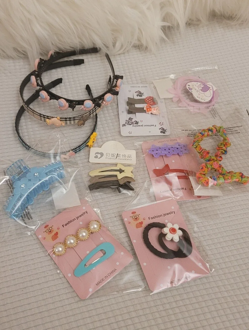Kids Pink and Multicolor Hair Accessories Set
